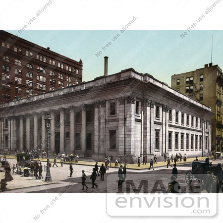 #40943 Stock Photo Of A Busy Street Scene In Front Of The Illinois Trust And Savings Bank In Chicago, Illinois by JVPD