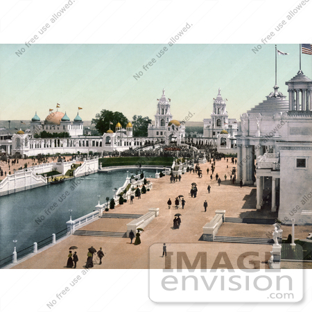 #40948 Stock Photo Of People Strolling On The Promenade At The Trans-Mississippi And International Exposition In Omaha, Nebraska by JVPD