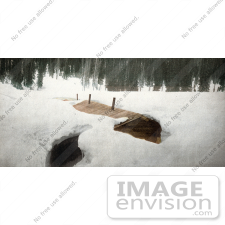 #40954 Stock Photo Of A Miner’s Wood Cabin Buried In Snow At The Edge Of A Forest, Colorado by JVPD
