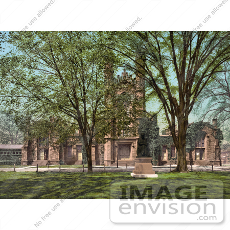 #41040 Stock Photo Of Trees And The Lawn At The Old Library At Yale University, New Haven, Connecticut by JVPD