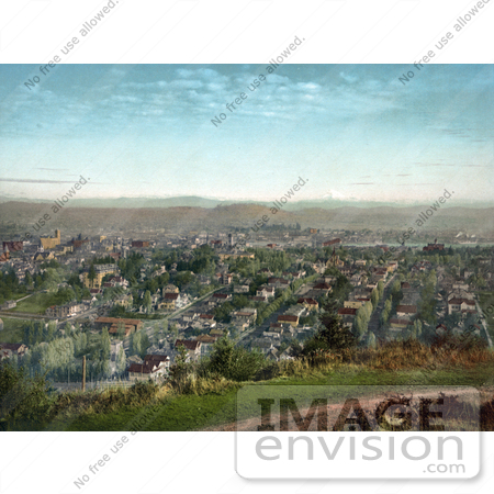 #41049 Stock Photo Of A Cityscape Of Portland With Mt Hood In The Distance, Oregon by JVPD