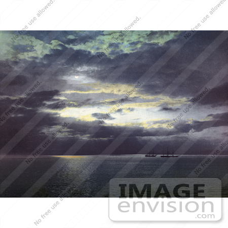 #41062 Stock Photo Of Two Ships Under A Cloudy Sky On The Saint Lawrence River In Quebec, Canada by JVPD