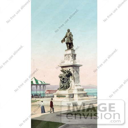 #41064 Stock Photo Of People Strolling By The Gazebo And Samuel De Champlain Statue In Quebec, Canada by JVPD
