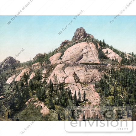 #41074 Stock Photo Of A Train Moving Along The Side Of A Mountain, Devil’s Slide, Colorado by JVPD
