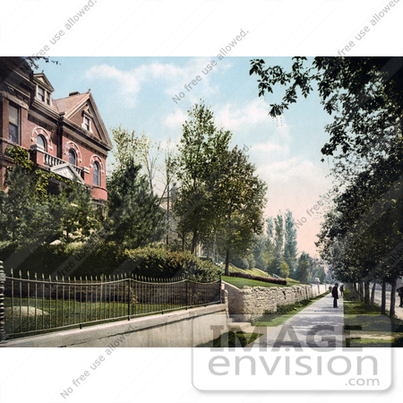 #41090 Stock Photo Of People On A Sidewalk In Front Of A Home On Brigham Street In Salt Lake City, Utah by JVPD