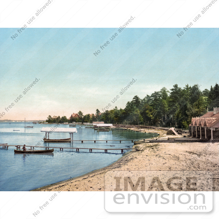 #41114 Stock Photo Of Boats Near The Shore At Harbor Point On Lake Michigan by JVPD