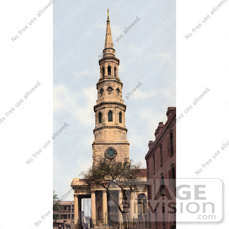 #41166 Stock Photo Of The Tower Of St. Philip’s Church In Charleston, South Carolina by JVPD