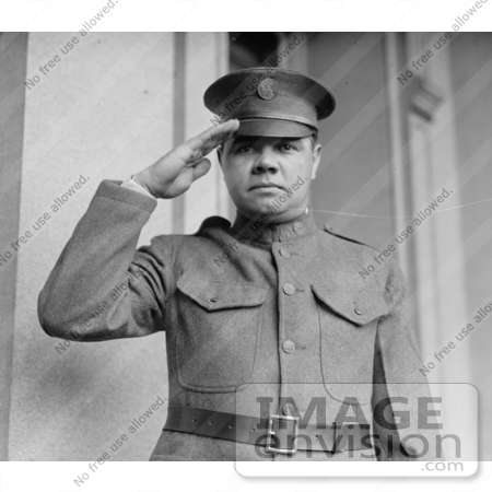 #41224 Stock Photo of Babe Ruth Facing Front, Wearing A Uniform And Saluting by JVPD