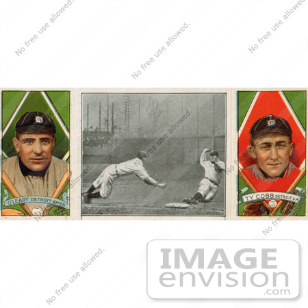 #41234 Stock Illustration of a Stock Illustration Of A Vintage Baseball Card Of Charley O’leary And Ty Cobb With A Center Photo, 1912 by JVPD