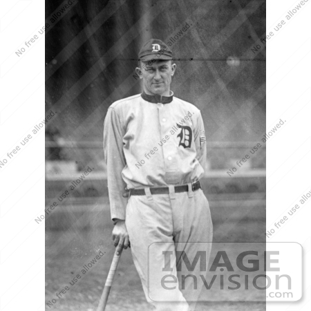 #41236 Stock Photo of Detroit Tigers Baseball Player, Ty Cobb, Nick Named "The Georgia Peach," Leaning Against A Bat by JVPD
