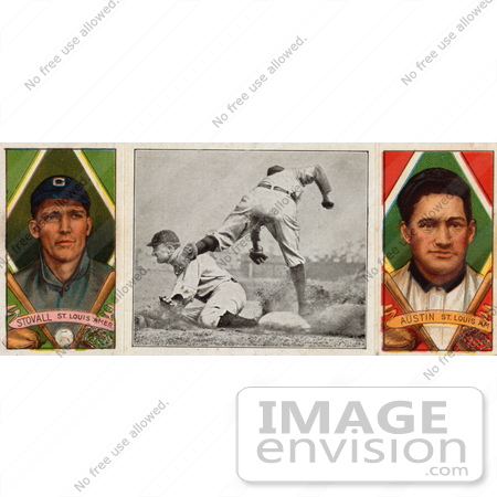 #41245 Stock Illustration of a Vintage St. Louis Browns Baseball Card Of George Stovall And James Austin With A Center Photo by JVPD