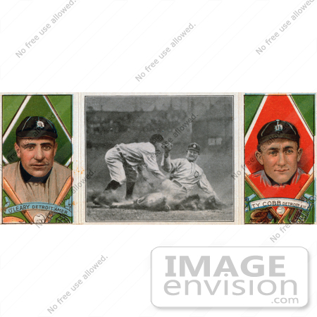 #41249 Stock Illustration of a Vintage Baseball Card Of Charley O’Leary And Ty Cobb by JVPD