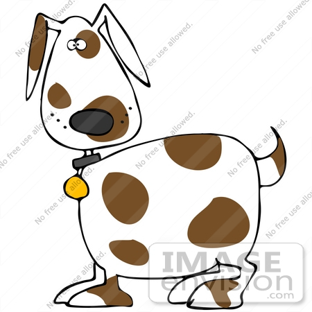 #41272 Clip Art Graphic of a Spotted Brown And White Doggy by DJArt
