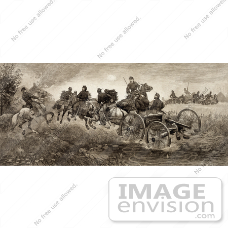 #41304 Stock Illustration of Soldiers And Horses Fighting In The Battle Of Chancellorsville, Virginia On May 3rd 1863 by JVPD