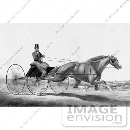 #41317 Stock Illustration of a Man, Robert Bonner, In A Cart, Being Pulled By A Running Horse by JVPD