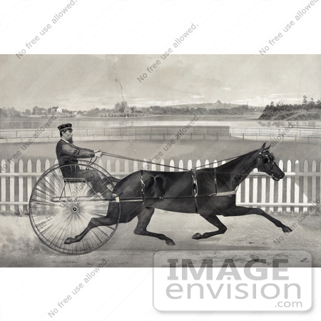 #41329 Stock Illustration of a Man Racing The Famous Roan Horse, Captain Mcgowan, In His 20th Mile by JVPD