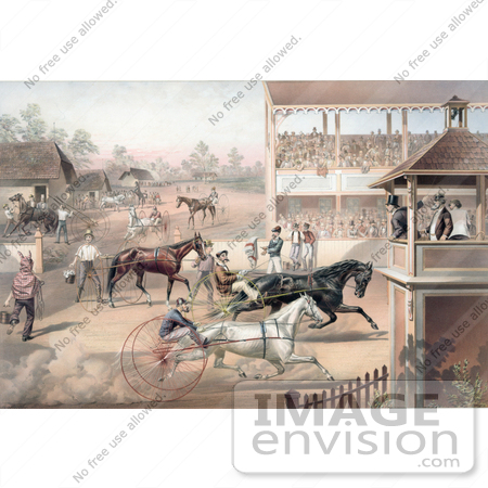 #41331 Stock Illustration of an Audience And Judges Watching A Horse Race by JVPD