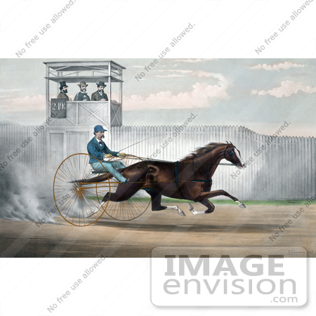 #41333 Stock Illustration of Dan Mace Racing And Driving Trotting Horse Judge Fullerton by JVPD