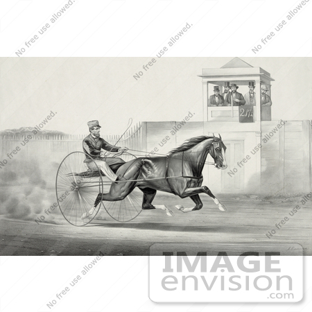 #41339 Stock Illustration of a Group Of Men In A Tower, Watching A Man Race A Horse by JVPD