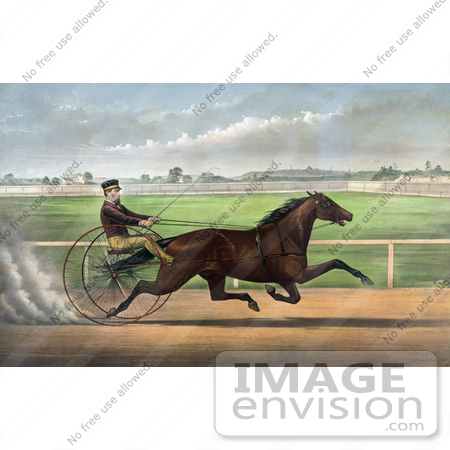 #41344 Stock Illustration of J. Bowen Trotting A Horse Named Joe Elliott At Mystic Park In Medford, Massachusetts, June 28th 1872 by JVPD