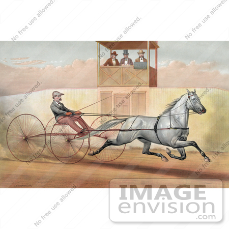 #41345 Stock Illustration of a Panel Of Three Judges In A Tower, Watching A Man Racing A Horse by JVPD