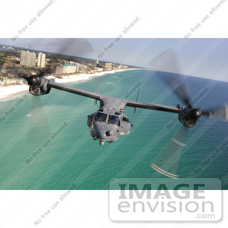 #41370 Stock Photo Of A CV-22 Osprey Military Aircraft Flying Over The Emerald Coast Outside Hurlburt Field, Florida by JVPD