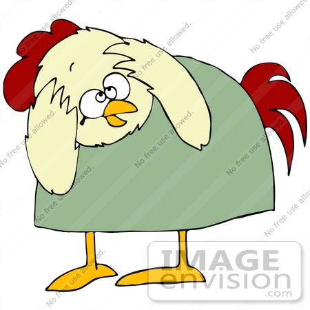 #41403 Clip Art Graphic of a Scared Chicken by DJArt