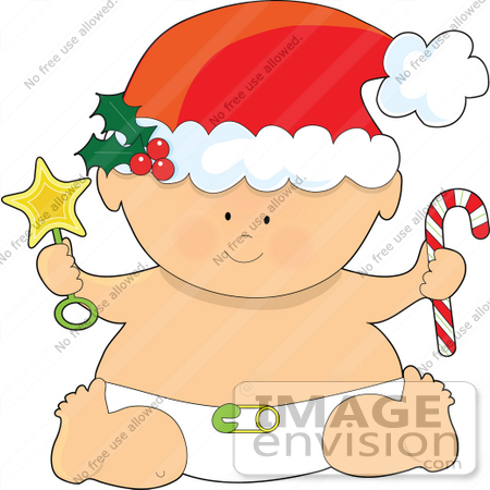 #41528 Clip Art Graphic of a Christmas Baby by Maria Bell