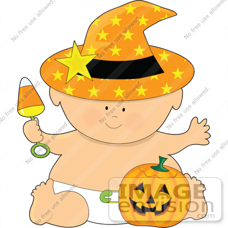#41530 Clip Art Graphic of a Halloween Baby by Maria Bell