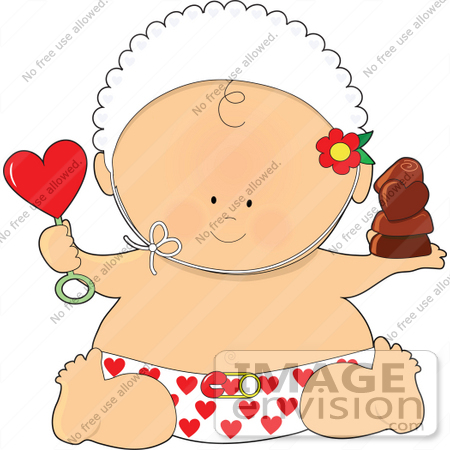 #41532 Clip Art Graphic of a Valentine’s Day Baby by Maria Bell