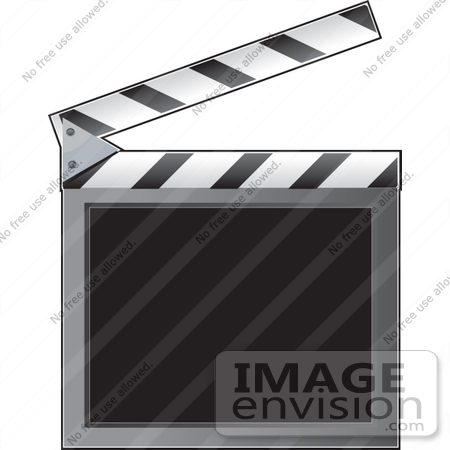#41535 Clip Art Graphic of a Blank Film Clapperboard by Maria Bell