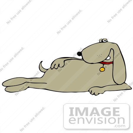#41651 Clip Art Graphic of a Brown Pooch Laying on Its Side by DJArt