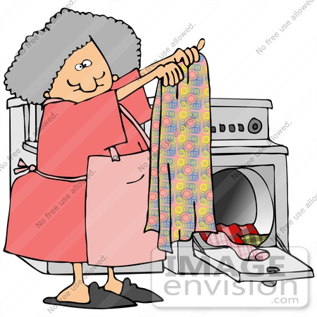 #41670 Clip Art Graphic of a Caucasian Woman Doing Laundry by DJArt