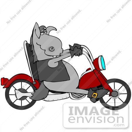 #41681 Clip Art Graphic of a Cool Donkey Biker On A Motorcycle by DJArt