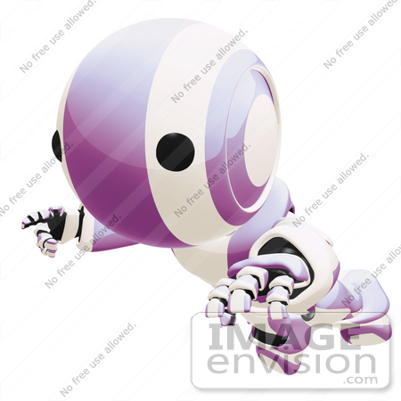 #42239 Clip Art Graphic of a Purple Futuristic Robot Falling by Jester Arts