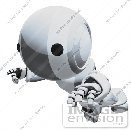 #42263 Clip Art Graphic of a Chrome Futuristic Robot Floating by Jester Arts