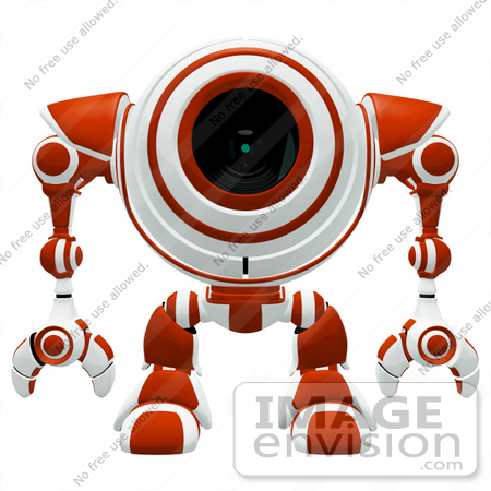 #42272 Clip Art Graphic of a Red Futuristic Cam Facing Front by Jester Arts