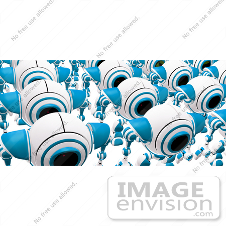 #42273 Clip Art Graphic of Marching Blue Cams by Jester Arts