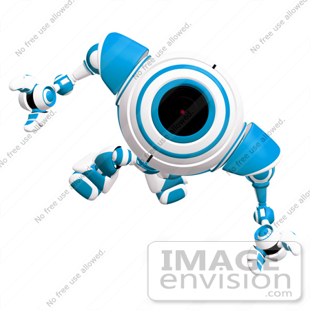#42285 Clip Art Graphic of a Focused Blue Cam Marching Forward by Jester Arts
