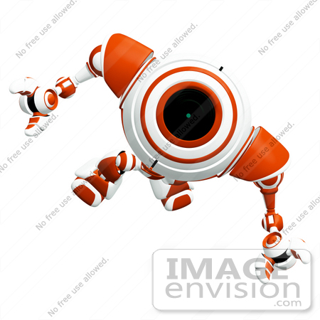 #42286 Clip Art Graphic of a Focused Orange Cam Marching Forward by Jester Arts