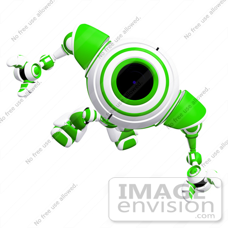 #42287 Clip Art Graphic of a Focused Green Cam Marching Forward by Jester Arts