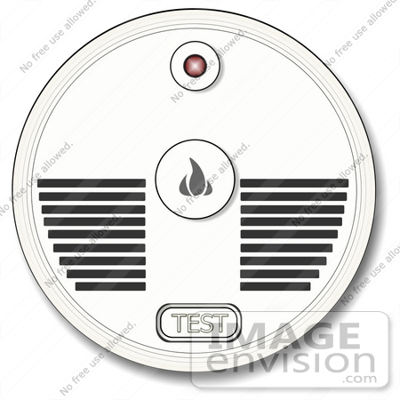 #42359 Clip Art Graphic Of A Smoke Detector With A Test Button by DJArt