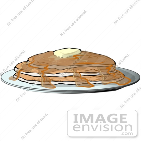 #42377 Clip Art Graphic of Pancakes With Butter and Syrup by DJArt