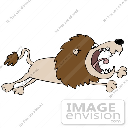 #42378 Clip Art Graphic of a Mad Leaping Lion by DJArt