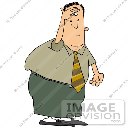 #42387 Clip Art Graphic of a Businessman On The Look Out by DJArt