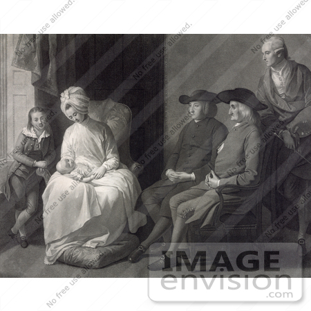 #42475 Royalty-Free (RF) Stock Illustration of The Family Of Benjamin West Admiring A Baby by JVPD