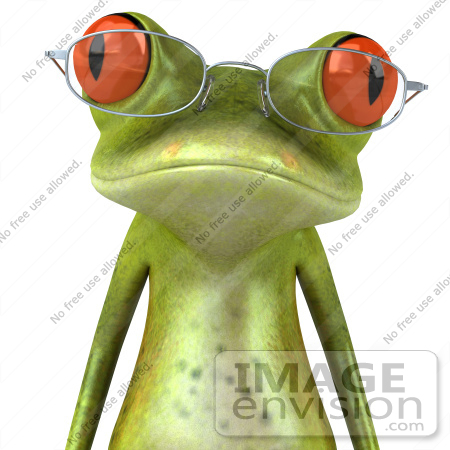 #42742 Royalty-Free Royalty-Free Clipart Illustration of a Wise 3d Red-Eyed Tree Frog Wearing Spectacles And Facing Front by Julos