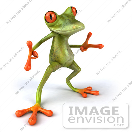 #42761 Royalty-Free Clipart Illustration of a Cool Dancing 3d Red-Eyed Tree Frog With Big Red Eyes by Julos