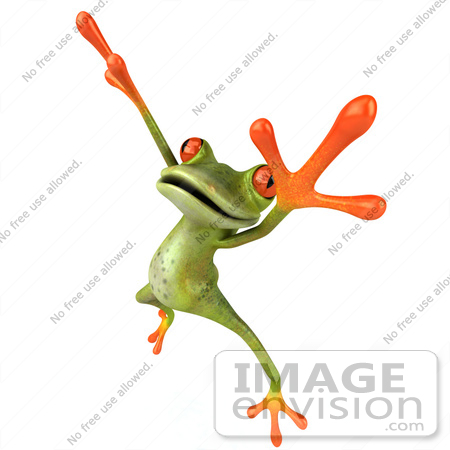 #42766 Royalty-Free (RF) Clipart Illustration of a 3d Red Eyed Tree Frog Dancing - Pose 2 by Julos