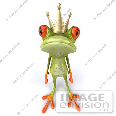#42777 Royalty-Free (RF) Clipart Illustration of a 3d Red Eyed Tree Frog Prince Looking Lonely by Julos